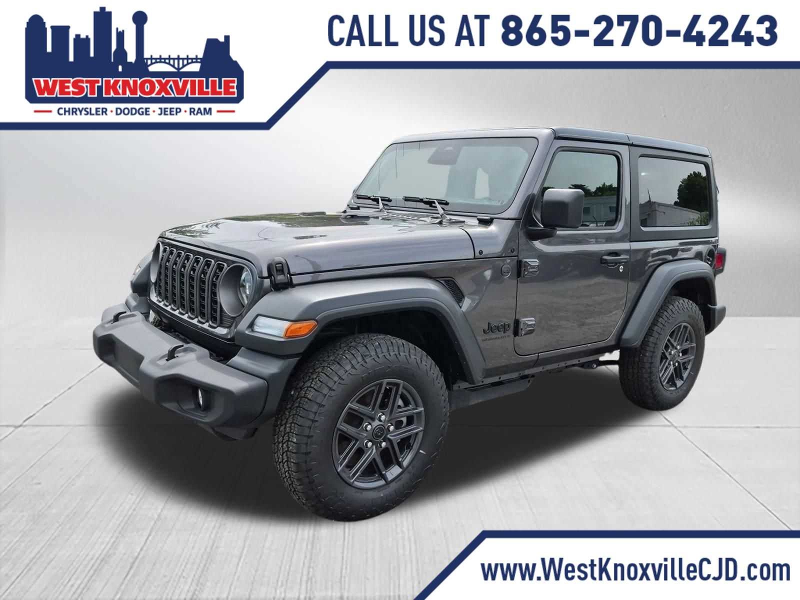 2026 Jeep Wrangler WRANGLER 2-DOOR SPORT S in Granite Crystal Metallic Clear-Coat Exterior Paint — front three-quarter view