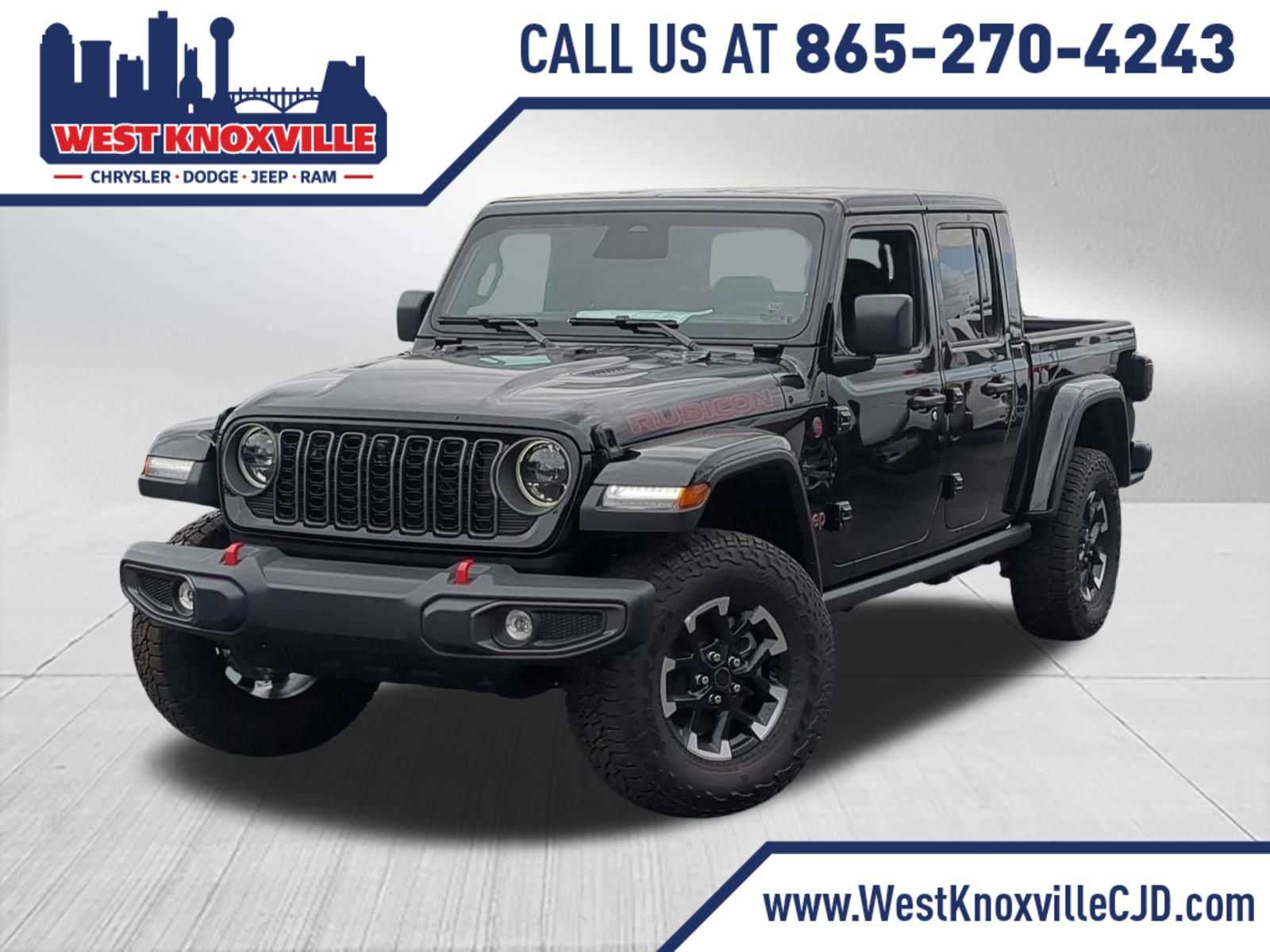 2026 Jeep Gladiator GLADIATOR RUBICON 4X4 in Black Clear-Coat Exterior Paint — front three-quarter view