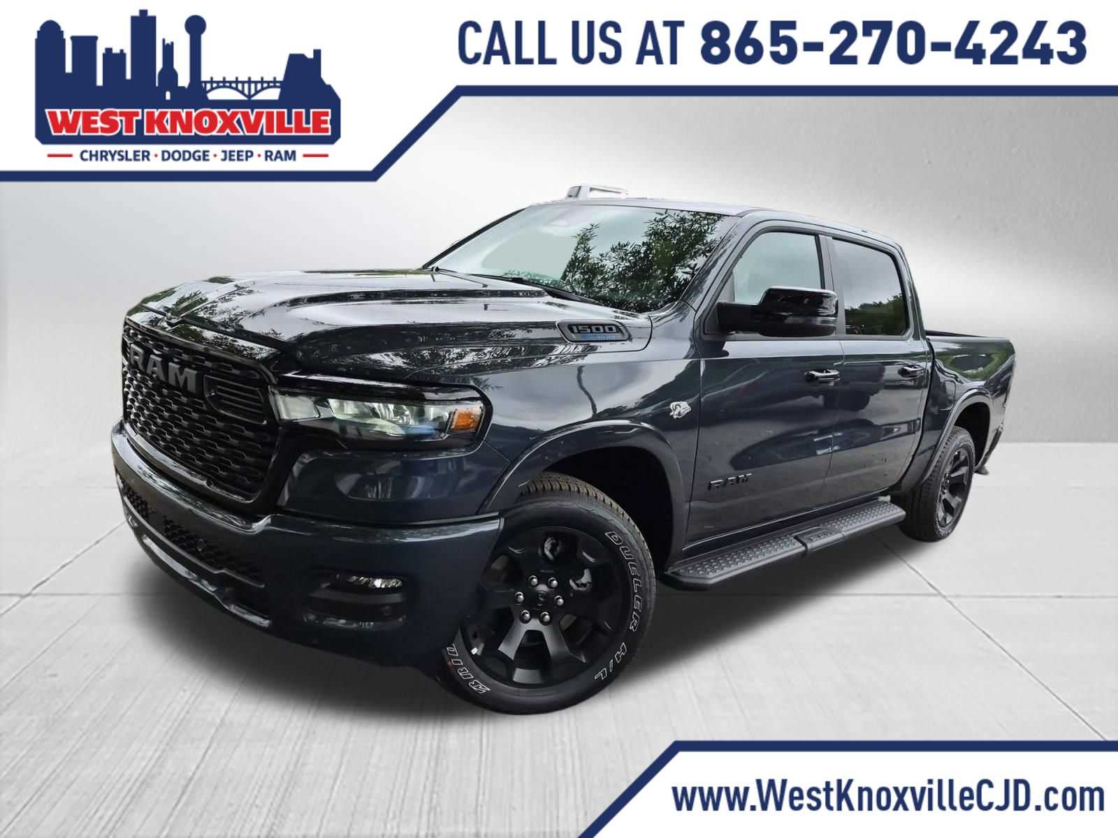2026 RAM 1500 RAM 1500 BIG HORN CREW CAB 4X4 5'7' BOX in Forged Blue Metallic Exterior Paint — front three-quarter view