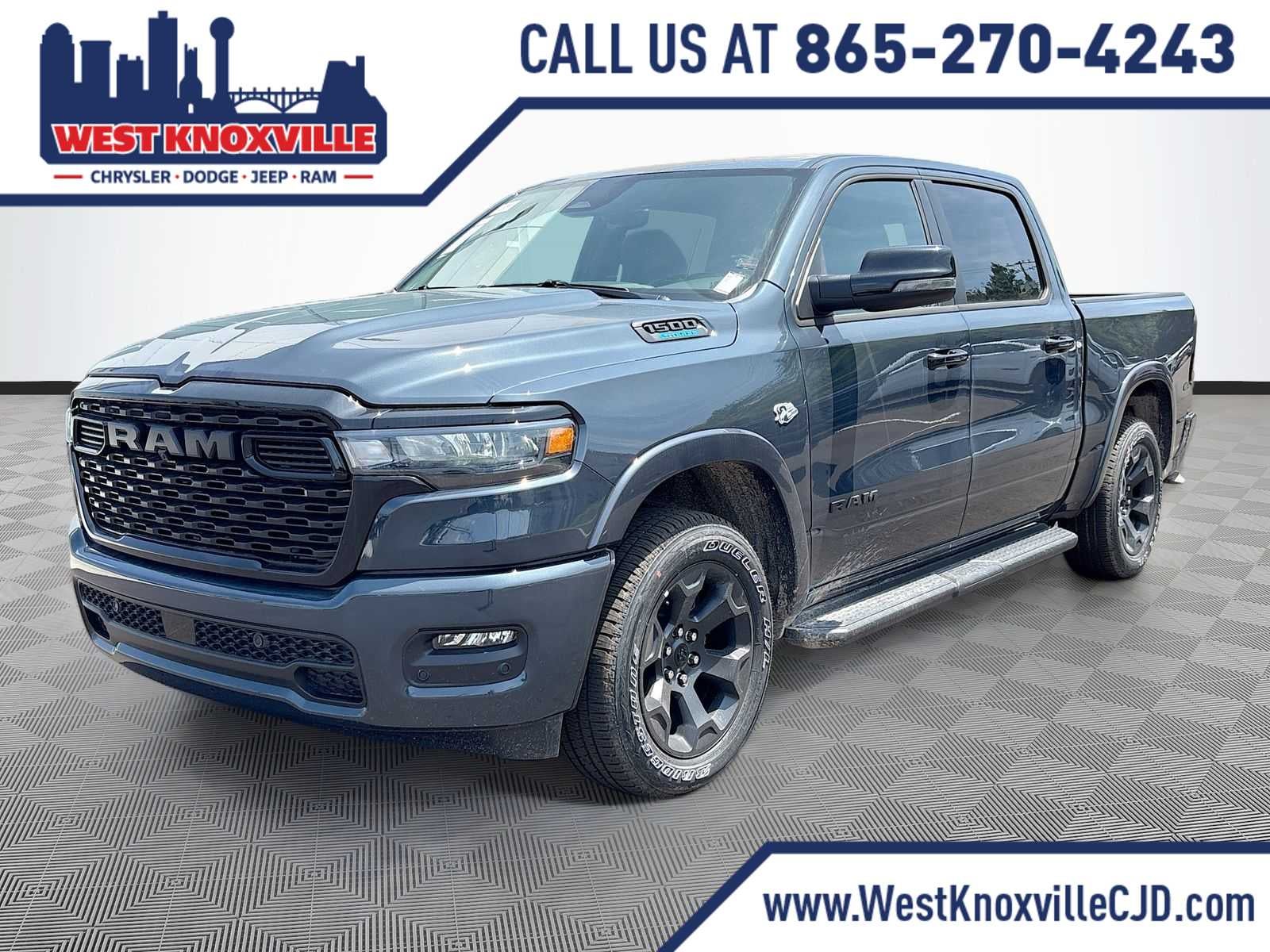 2026 RAM 1500 RAM 1500 BIG HORN CREW CAB 4X4 5'7' BOX in Forged Blue Metallic Exterior Paint — front three-quarter view