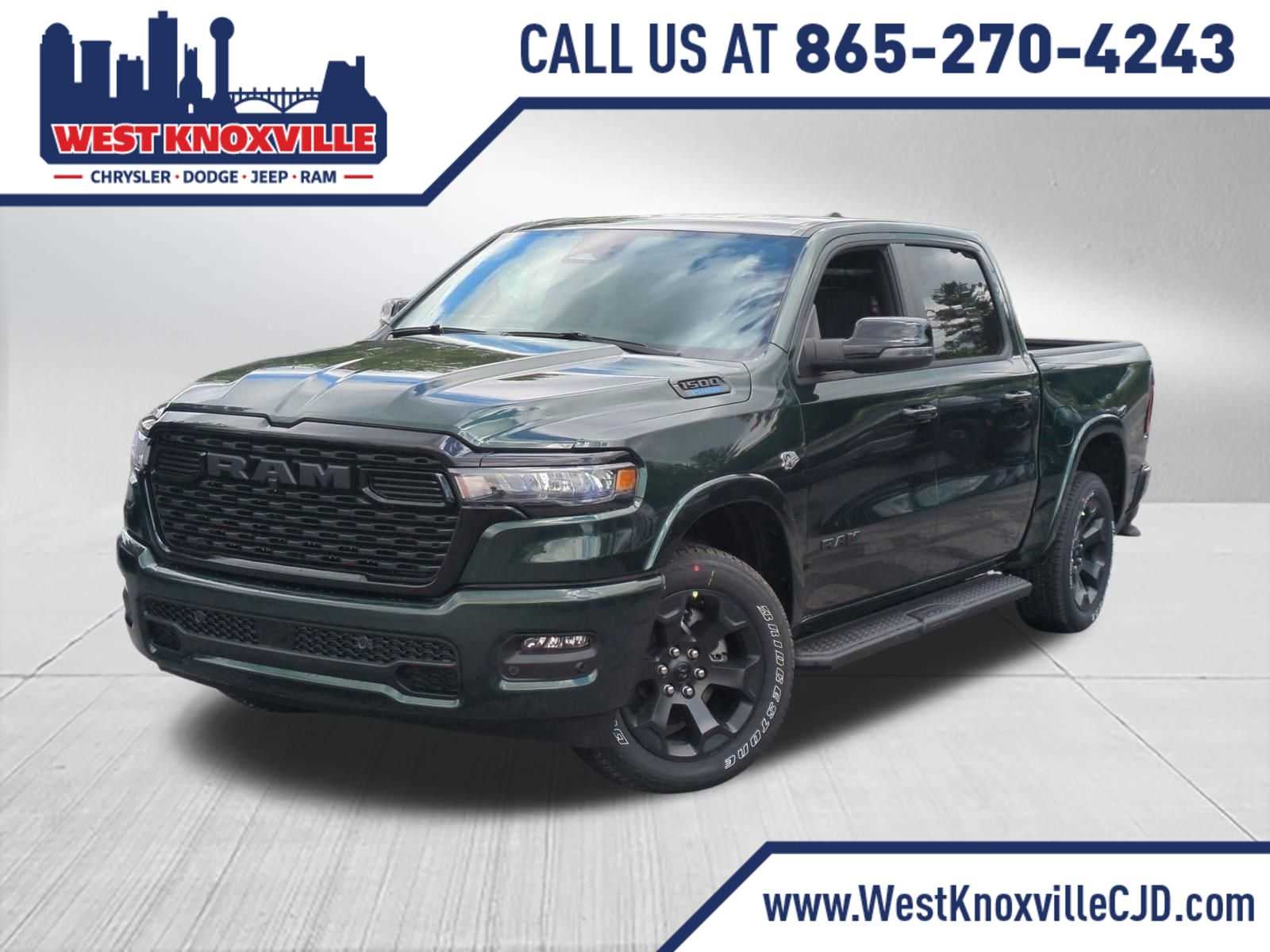 2026 RAM 1500 RAM 1500 BIG HORN CREW CAB 4X4 5'7' BOX in Serrano-Green Metallic Exterior Paint — front three-quarter view