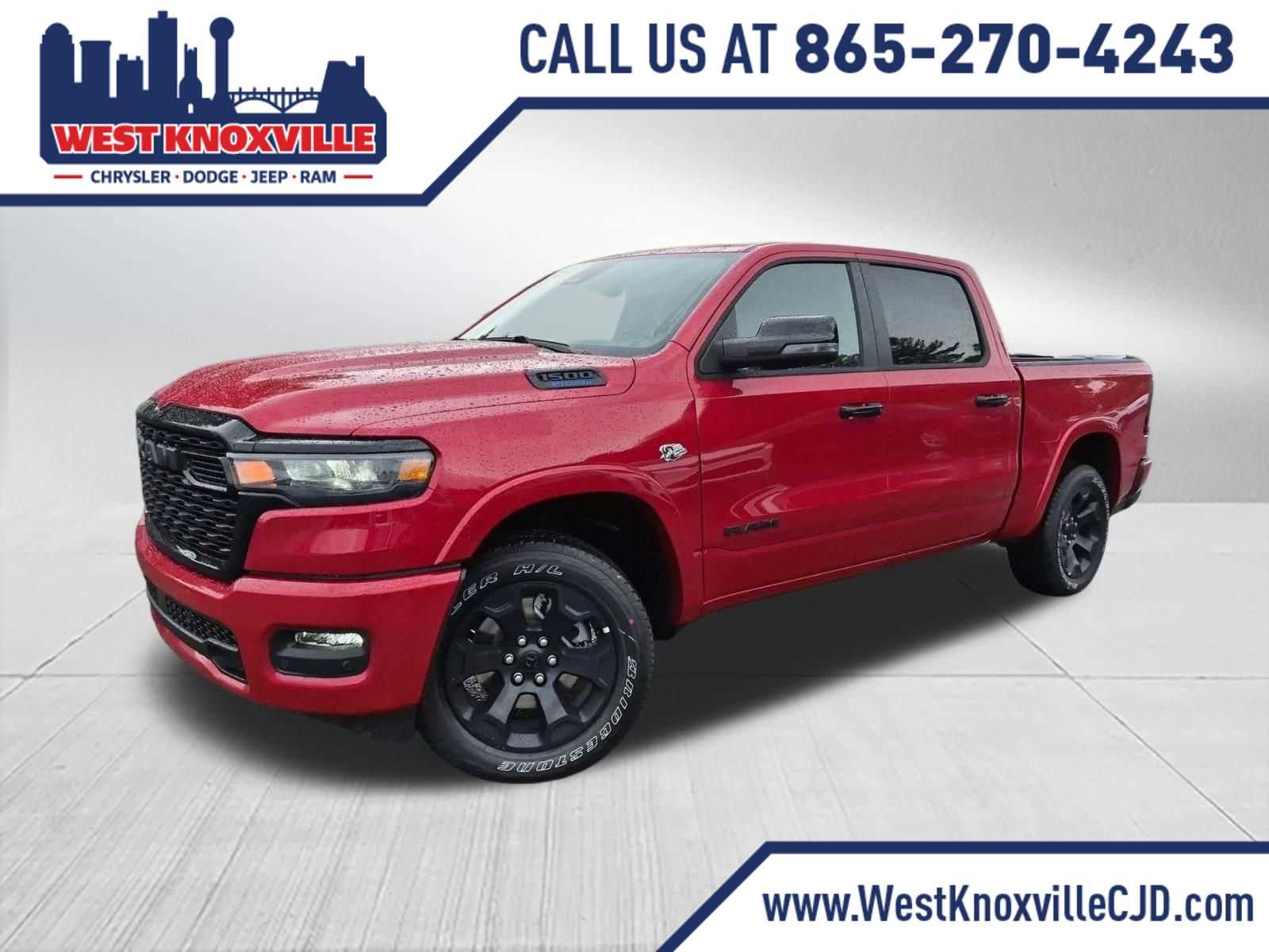 2026 RAM 1500 RAM 1500 BIG HORN CREW CAB 4X4 5'7' BOX in Molten Red Pearl-Coat Exterior Paint — front three-quarter view