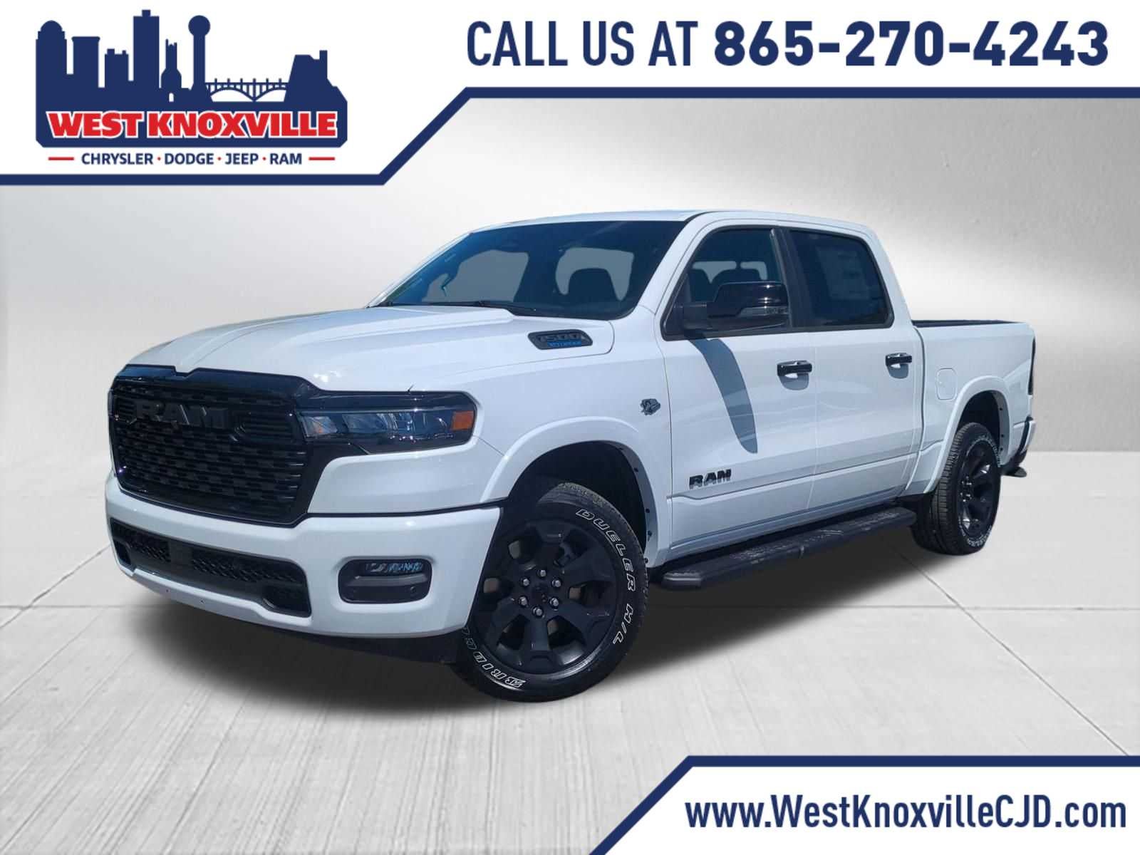 2026 RAM 1500 RAM 1500 BIG HORN CREW CAB 4X4 5'7' BOX in Bright White Clear-Coat Exterior Paint — front three-quarter view