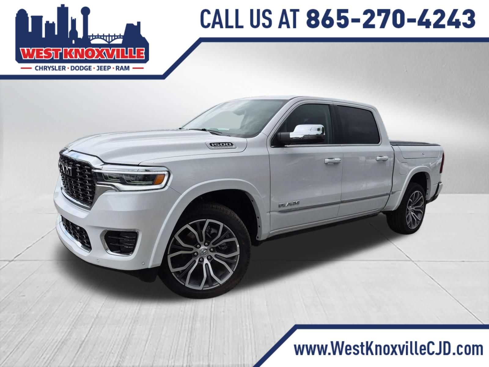 2026 RAM 1500 RAM 1500 TUNGSTEN CREW CAB 4X4 in Ivory White Tri-Coat Pearl-Coat Exterior Paint — front three-quarter view