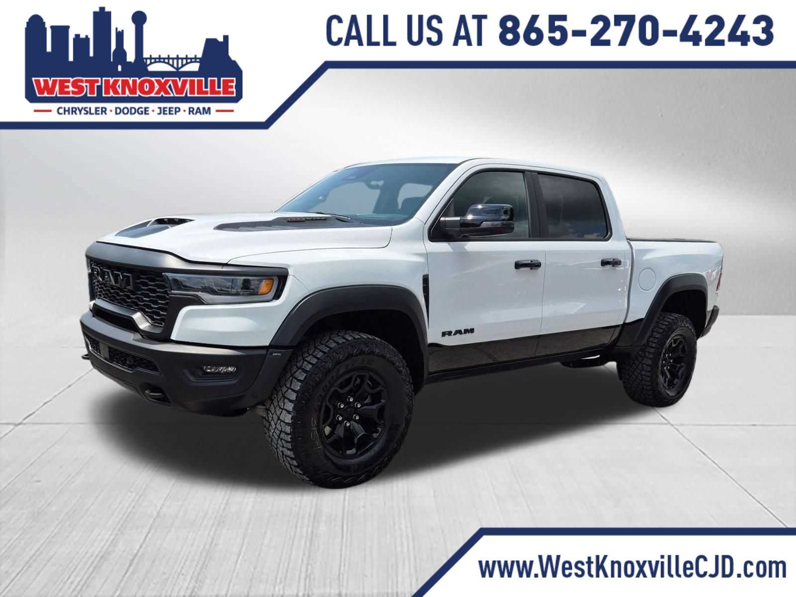 2026 RAM 1500 RAM 1500 RHO CREW CAB 4X4 5'7' BOX in Bright White Clear-Coat Exterior Paint — front three-quarter view