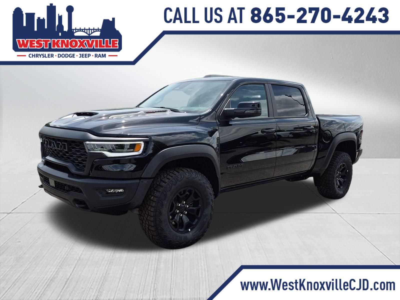 2026 RAM 1500 RAM 1500 RHO CREW CAB 4X4 5'7' BOX in Diamond Black Crystal Pearl-Coat Exterior Paint — front three-quarter view