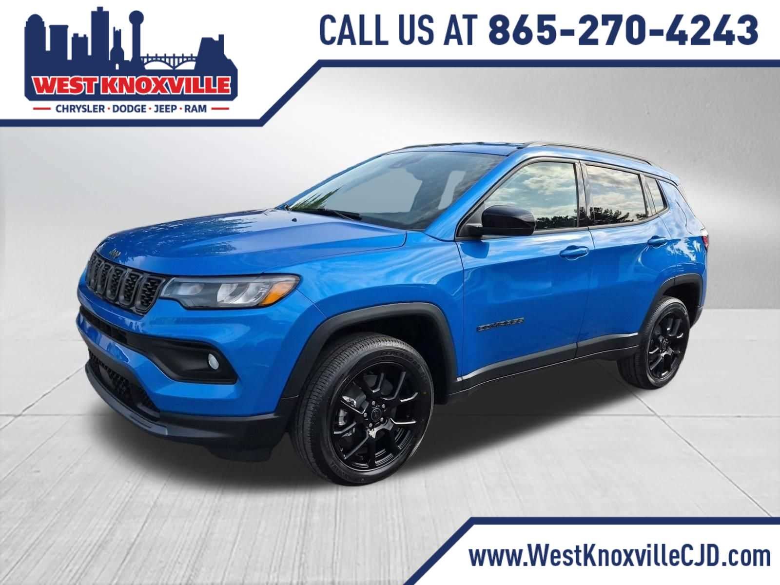 2026 Jeep Compass COMPASS LATITUDE ALTITUDE 4X4 in Hydro Blue Pearl-Coat Exterior Paint — front three-quarter view