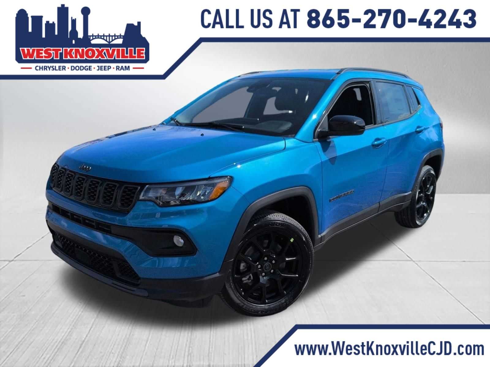 2026 Jeep Compass COMPASS LATITUDE ALTITUDE 4X4 in Hydro Blue Pearl-Coat Exterior Paint — front three-quarter view
