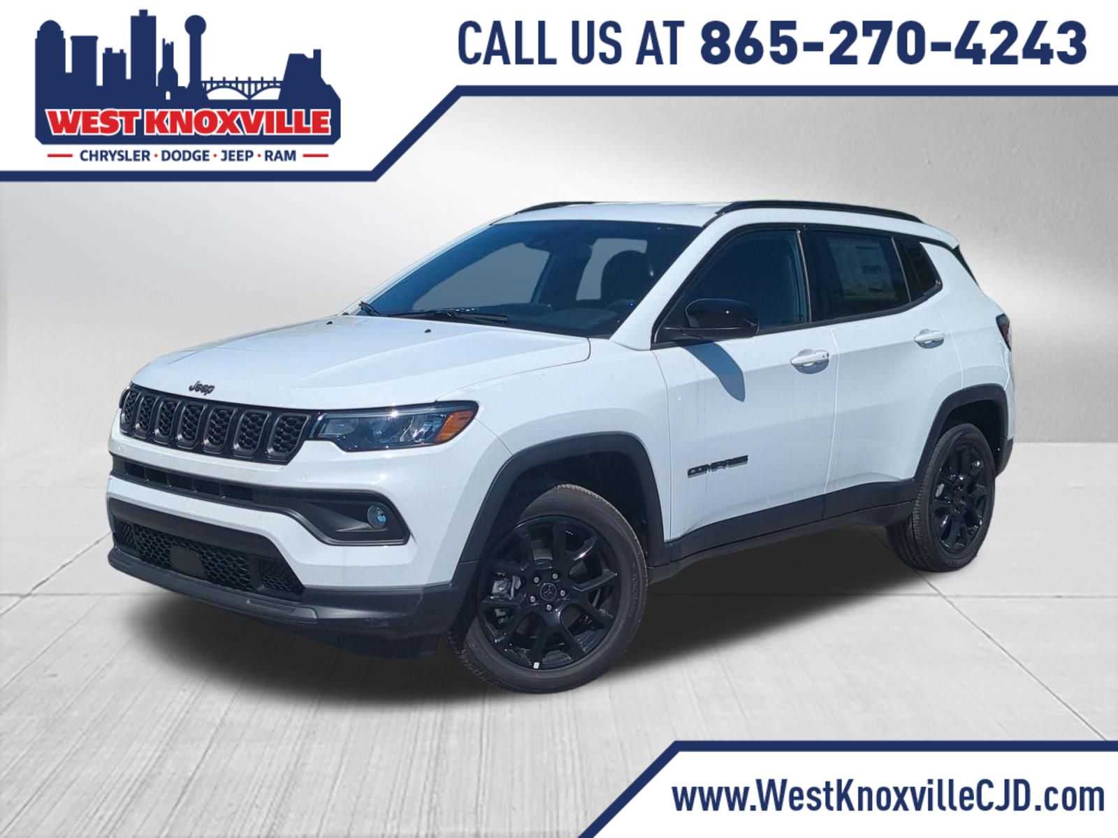 2026 Jeep Compass COMPASS LATITUDE ALTITUDE 4X4 in Bright White Clear-Coat Exterior Paint — front three-quarter view