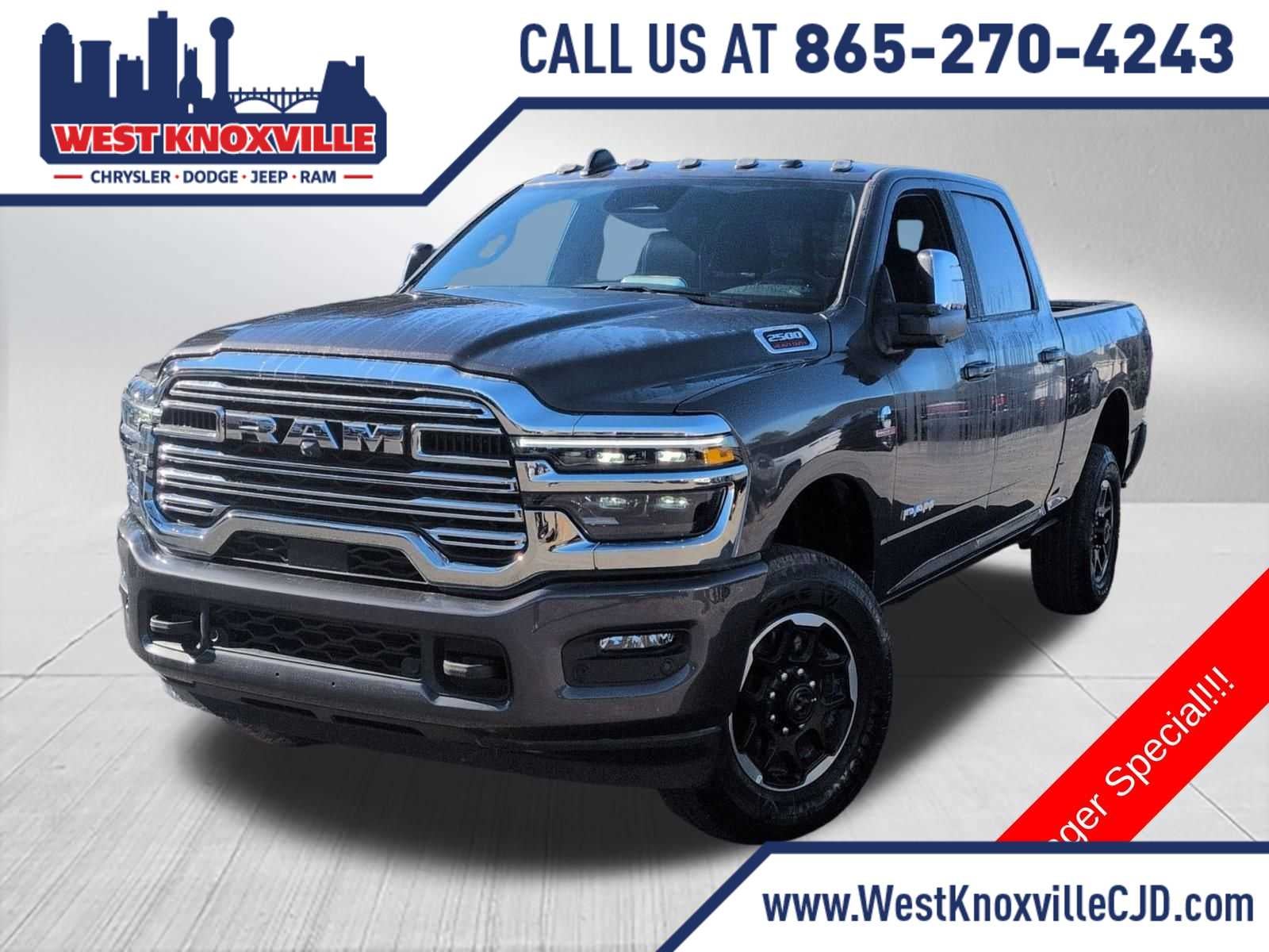 2026 RAM 2500 RAM 2500 LARAMIE CREW CAB 4X4 6'4' BOX in Granite Crystal Metallic Clear-Coat Exterior Paint — front three-quarter view