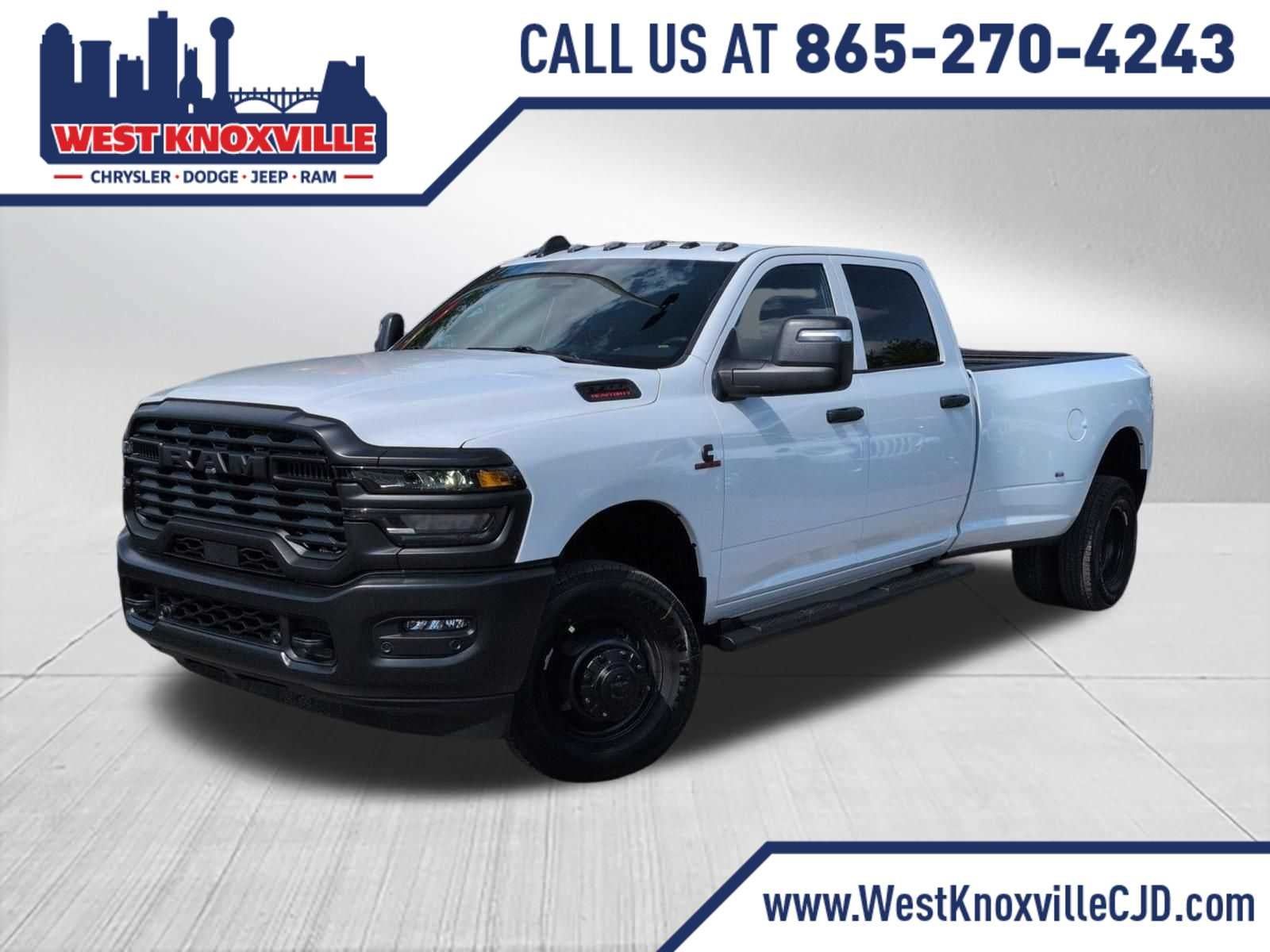 2026 RAM 3500 RAM 3500 TRADESMAN CREW CAB 4X4 8' BOX in Bright White Clear-Coat Exterior Paint — front three-quarter view