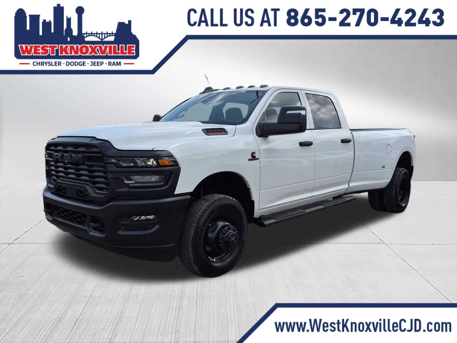 2026 RAM 3500 RAM 3500 TRADESMAN CREW CAB 4X4 8' BOX in Bright White Clear-Coat Exterior Paint — front three-quarter view