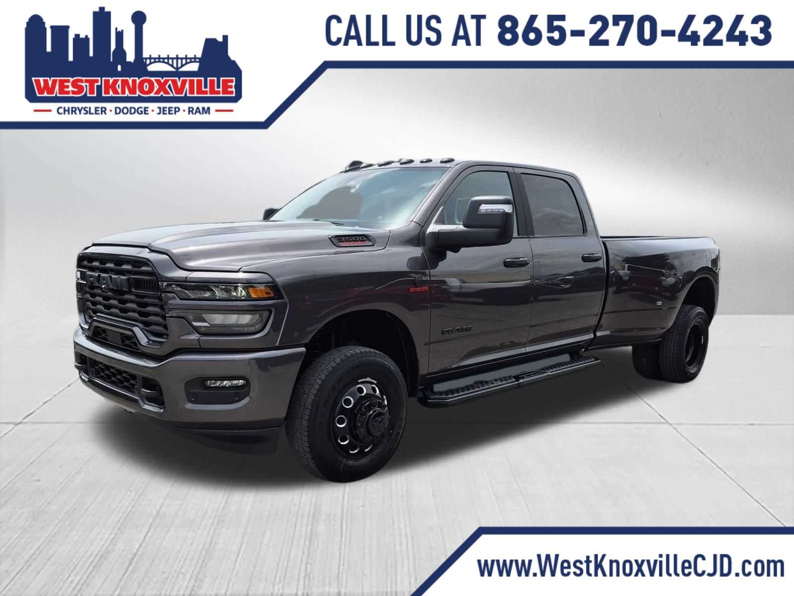 2026 RAM 3500 RAM 3500 BIG HORN CREW CAB 4X4 8' BOX in Granite Crystal Metallic Clear-Coat Exterior Paint — front three-quarter view