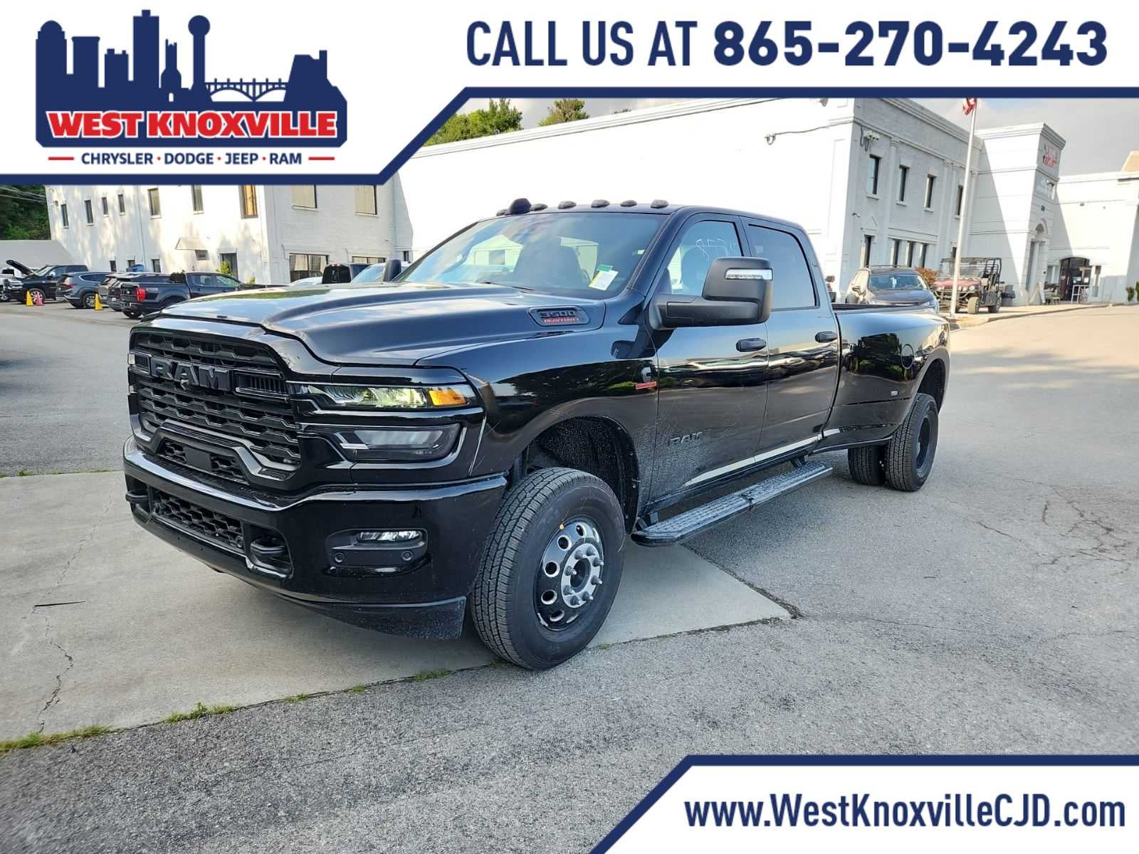 2026 RAM 3500 RAM 3500 BIG HORN CREW CAB 4X4 8' BOX in Diamond Black Crystal Pearl-Coat Exterior Paint — front three-quarter view