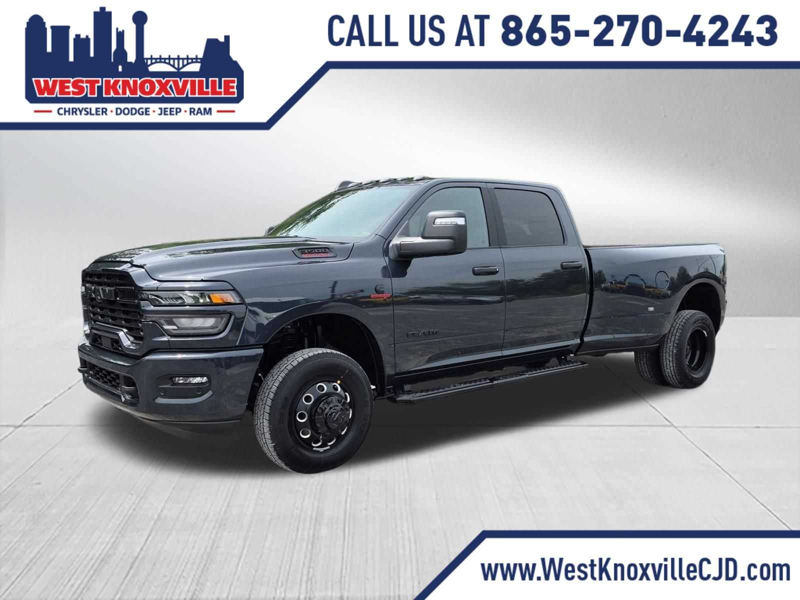 2026 RAM 3500 RAM 3500 BIG HORN CREW CAB 4X4 8' BOX in Forged Blue Metallic Exterior Paint — front three-quarter view