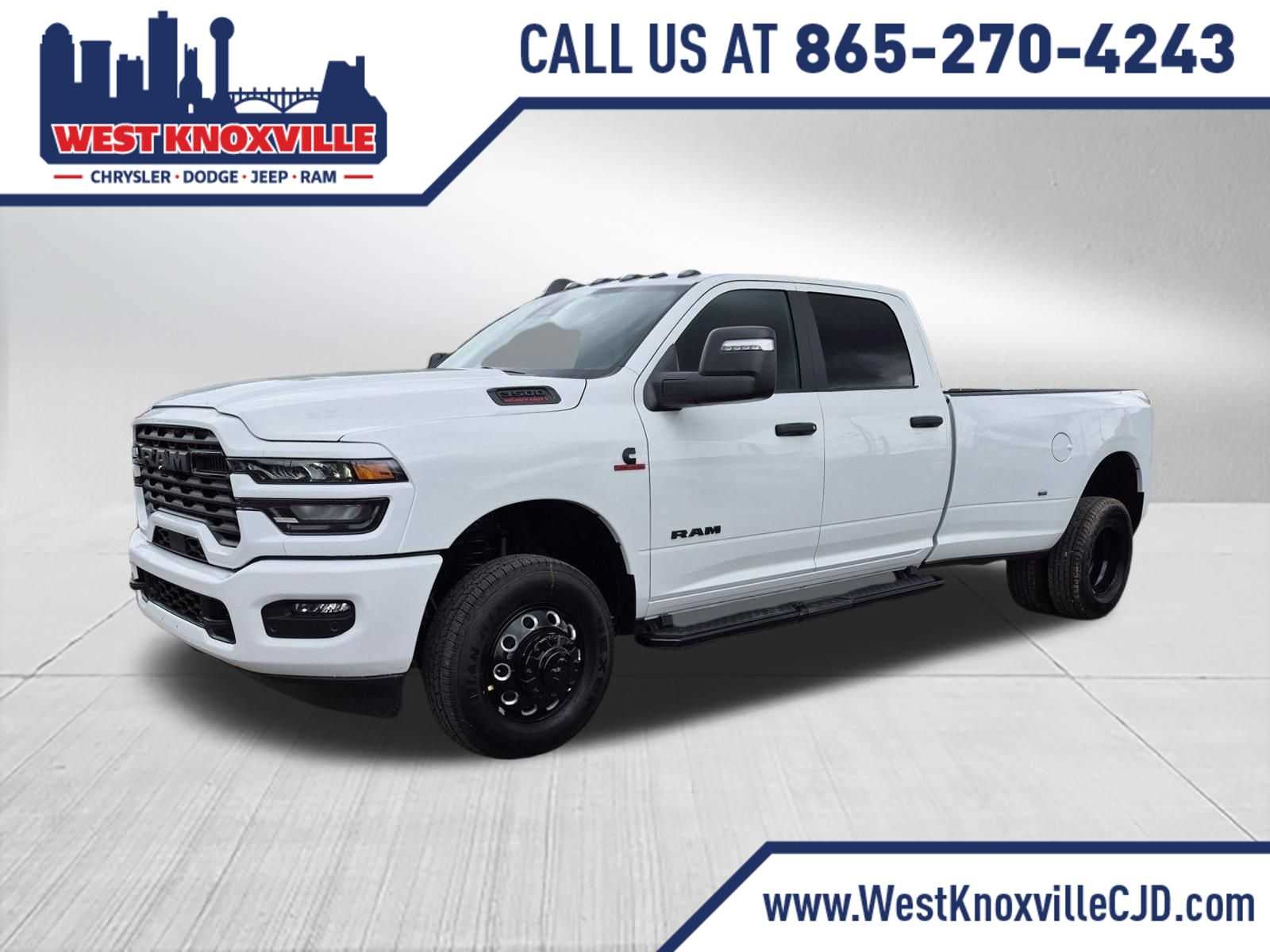 2026 RAM 3500 RAM 3500 BIG HORN CREW CAB 4X4 8' BOX in Bright White Clear-Coat Exterior Paint — front three-quarter view