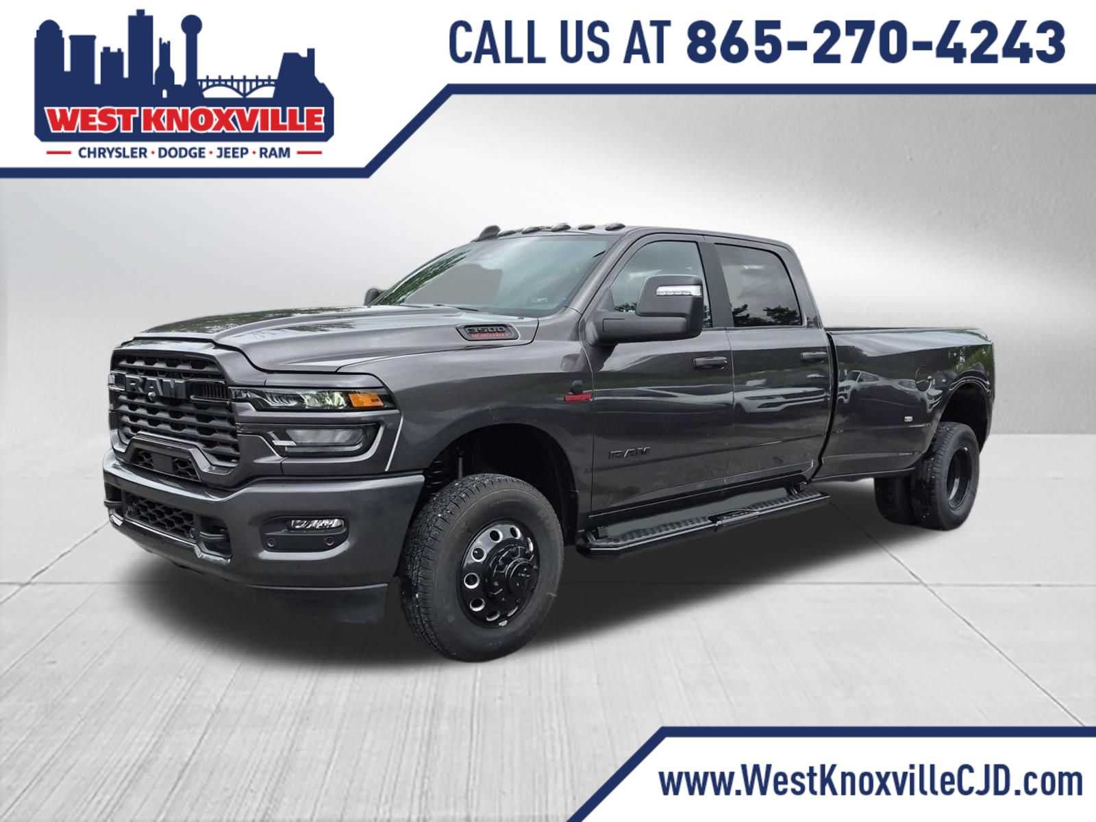 2026 RAM 3500 RAM 3500 BIG HORN CREW CAB 4X4 8' BOX in Granite Crystal Metallic Clear-Coat Exterior Paint — front three-quarter view
