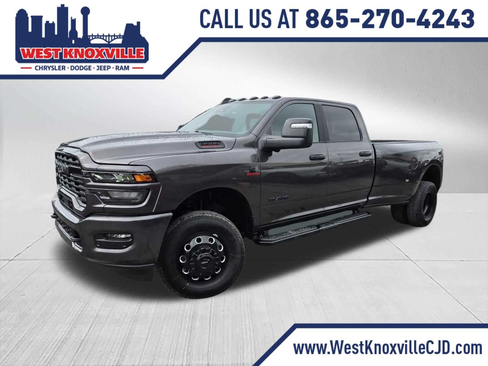2026 RAM 3500 RAM 3500 BIG HORN CREW CAB 4X4 8' BOX in Granite Crystal Metallic Clear-Coat Exterior Paint — front three-quarter view