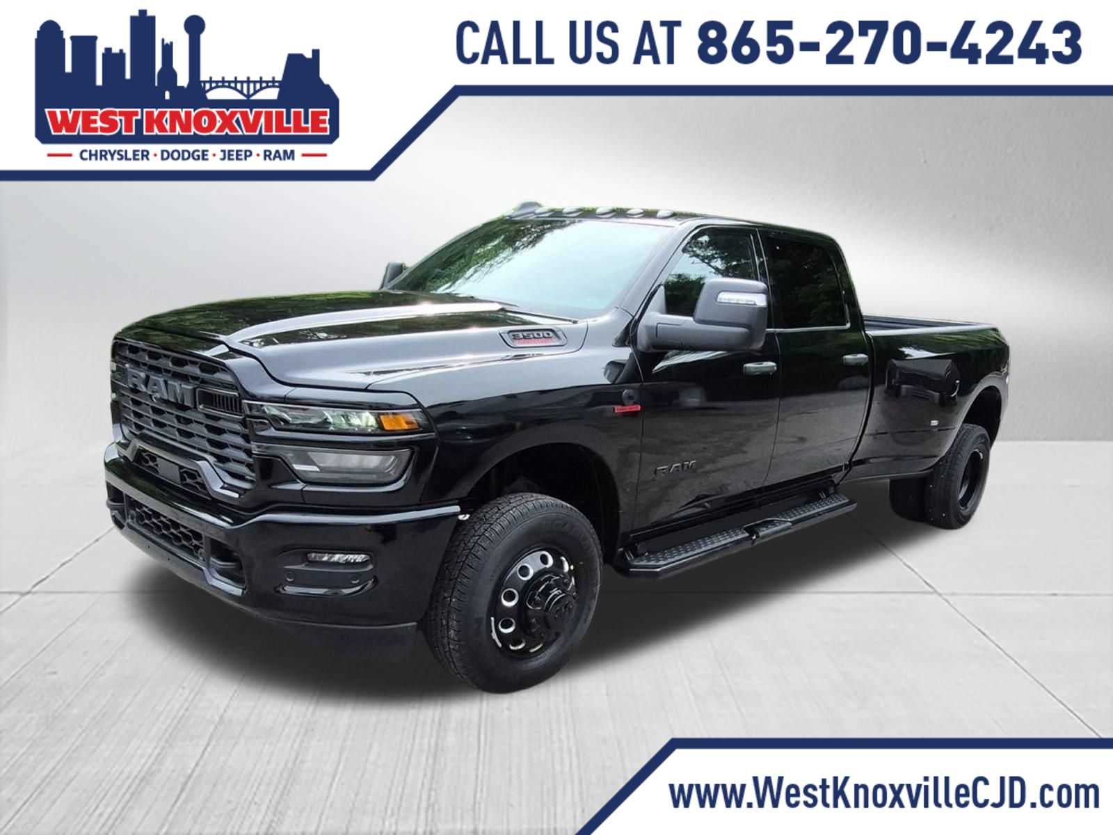 2026 RAM 3500 RAM 3500 BIG HORN CREW CAB 4X4 8' BOX in Diamond Black Crystal Pearl-Coat Exterior Paint — front three-quarter view