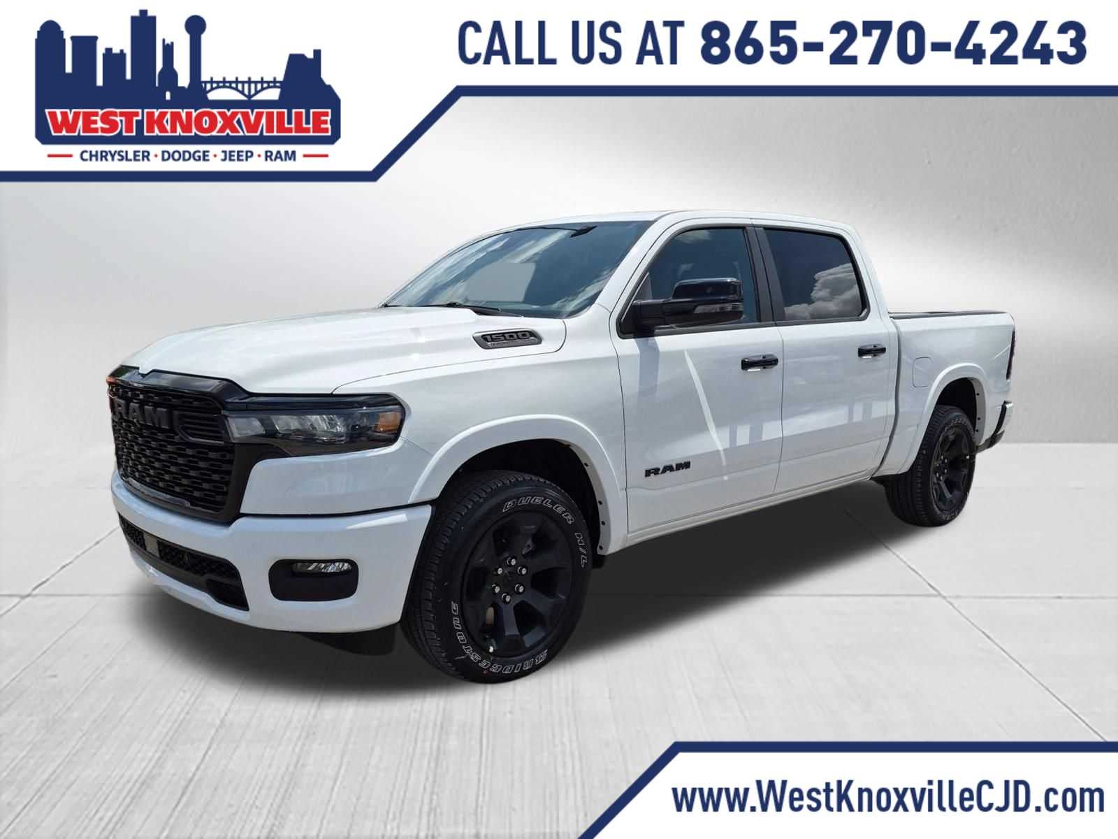 2026 RAM 1500 RAM 1500 BIG HORN CREW CAB 4X4 5'7' BOX in Bright White Clear-Coat Exterior Paint — front three-quarter view