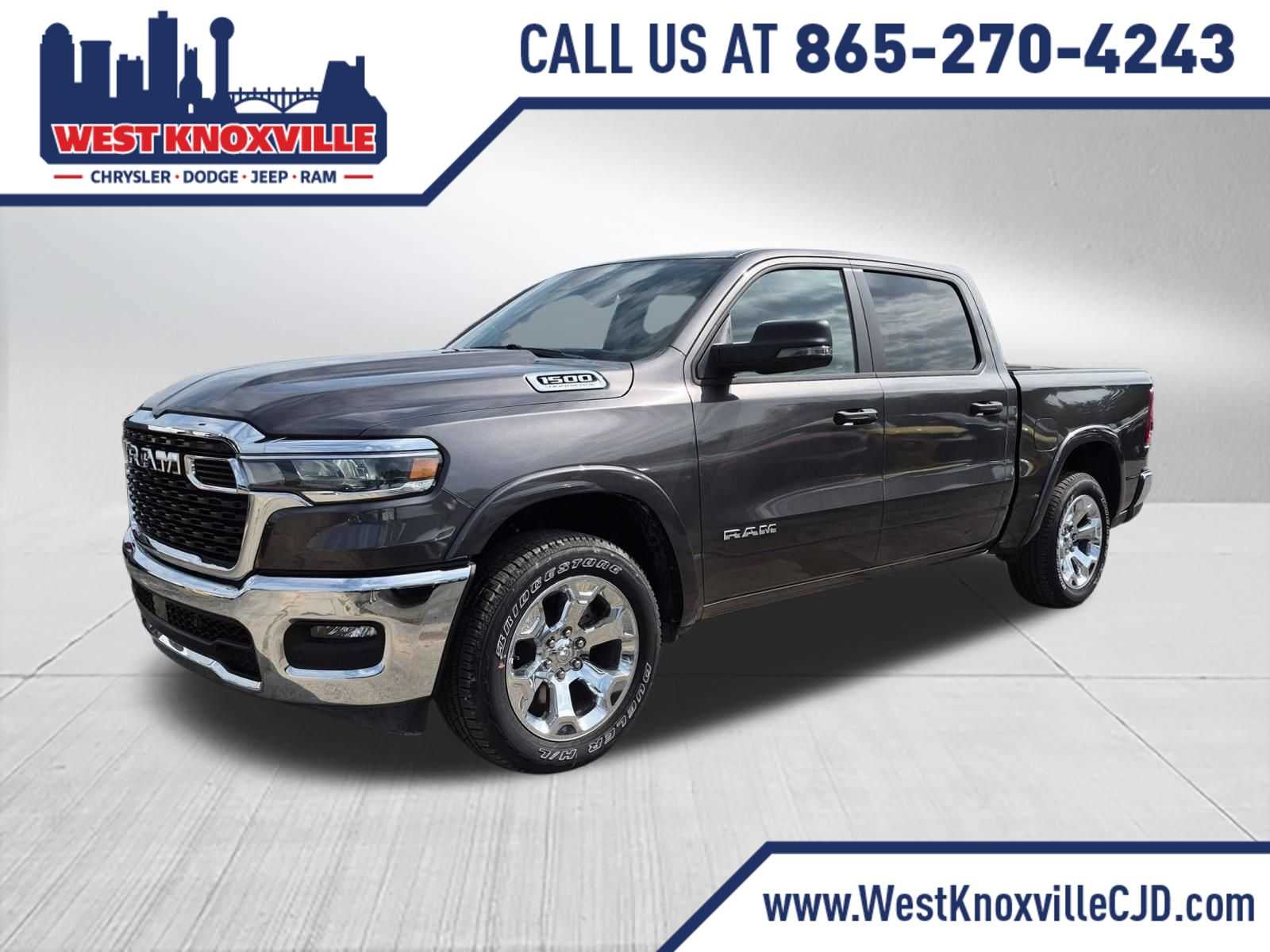 2026 RAM 1500 RAM 1500 BIG HORN CREW CAB 4X4 5'7' BOX in Granite Crystal Metallic Clear-Coat Exterior Paint — front three-quarter view