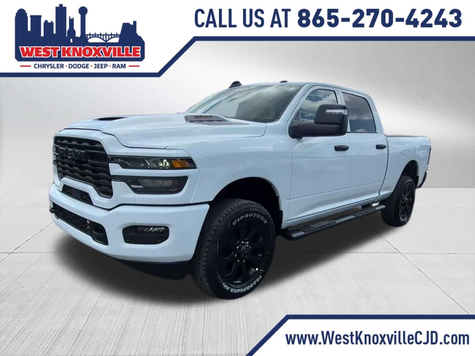 2026 RAM 2500 RAM 2500 BLACK EXPRESS CREW CAB 4X4 6'4' BOX in Bright White Clear-Coat Exterior Paint — front three-quarter view