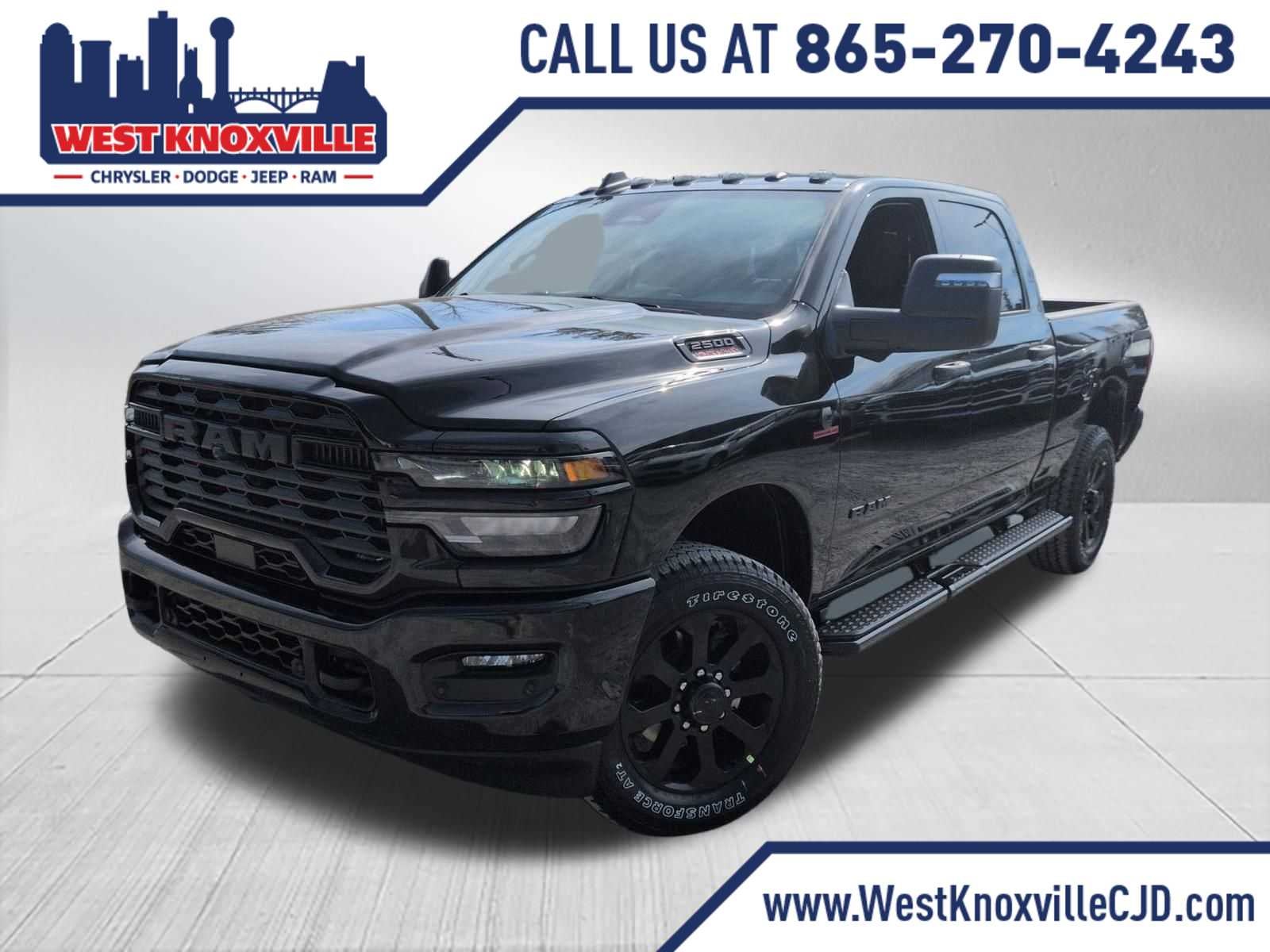 2026 RAM 2500 RAM 2500 BIG HORN CREW CAB 4X4 6'4' BOX in Diamond Black Crystal Pearl-Coat Exterior Paint — front three-quarter view