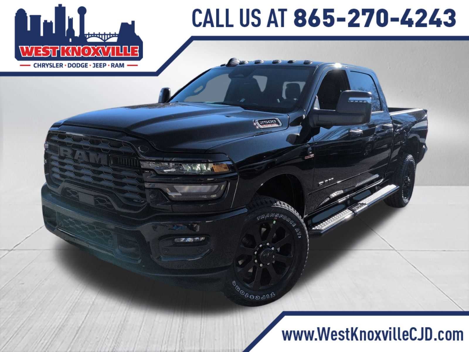 2026 RAM 2500 RAM 2500 BIG HORN CREW CAB 4X4 6'4' BOX in Diamond Black Crystal Pearl-Coat Exterior Paint — front three-quarter view