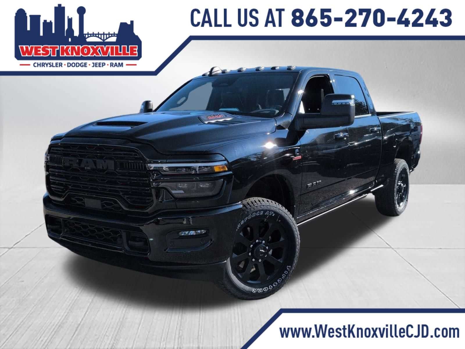 2026 RAM 2500 RAM 2500 LARAMIE CREW CAB 4X4 6'4' BOX in Diamond Black Crystal Pearl-Coat Exterior Paint — front three-quarter view