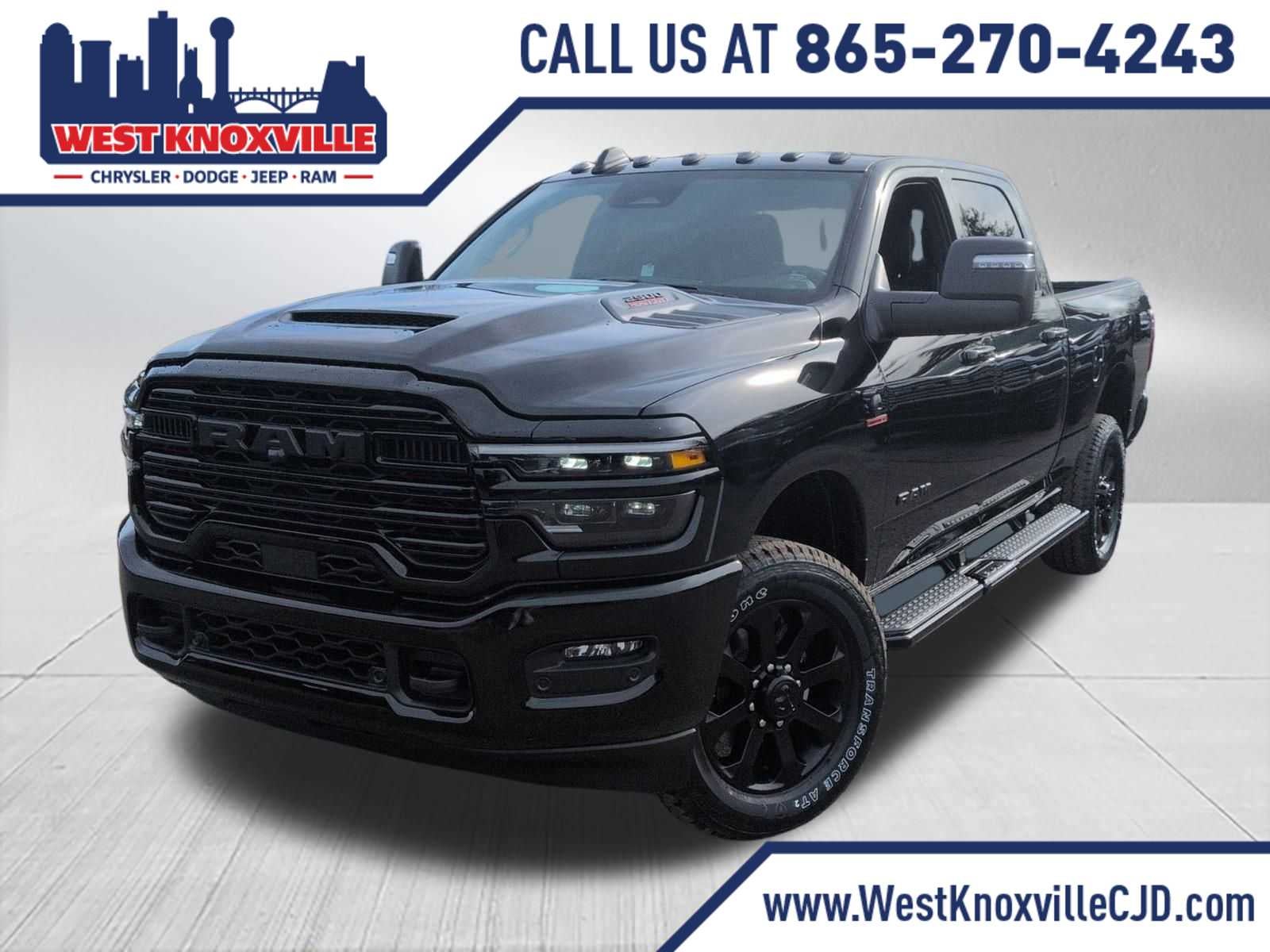 2026 RAM 2500 RAM 2500 LARAMIE CREW CAB 4X4 6'4' BOX in Diamond Black Crystal Pearl-Coat Exterior Paint — front three-quarter view