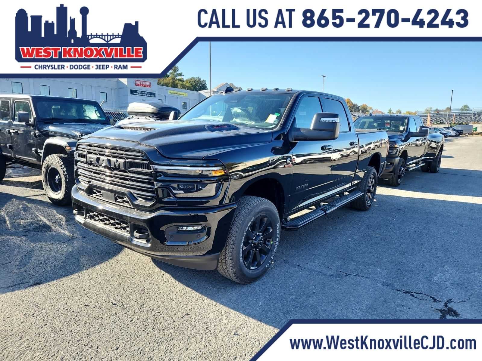 2026 RAM 2500 RAM 2500 LARAMIE CREW CAB 4X4 6'4' BOX in Diamond Black Crystal Pearl-Coat Exterior Paint — front three-quarter view