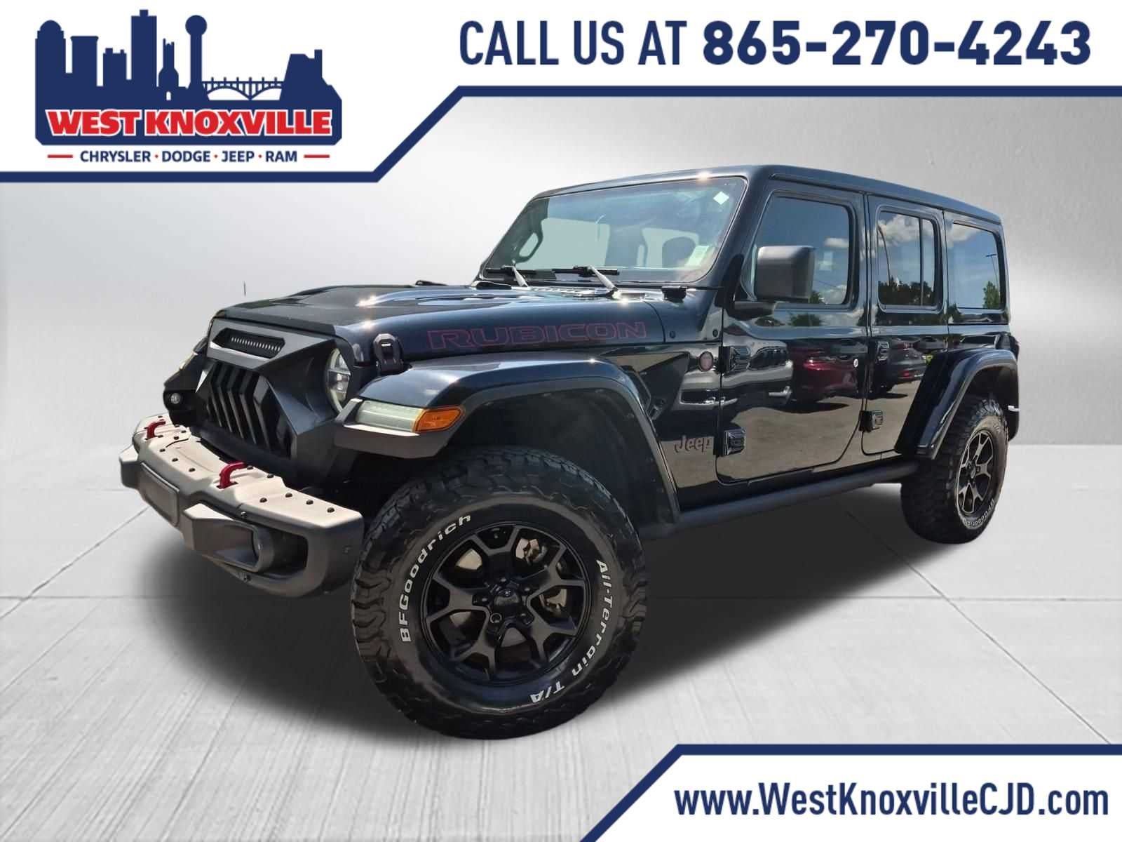 2021 Jeep Wrangler Unlimited Rubicon in Black Clearcoat — front three-quarter view