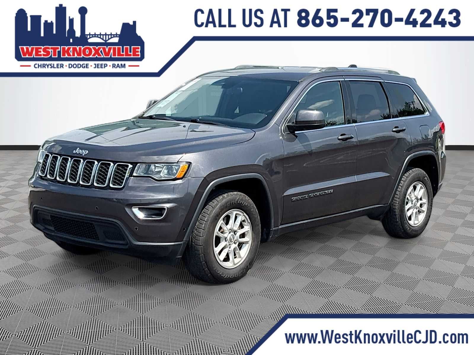 2018 Jeep Grand Cherokee Laredo E in Granite Crystal Metallic Clearcoat — front three-quarter view
