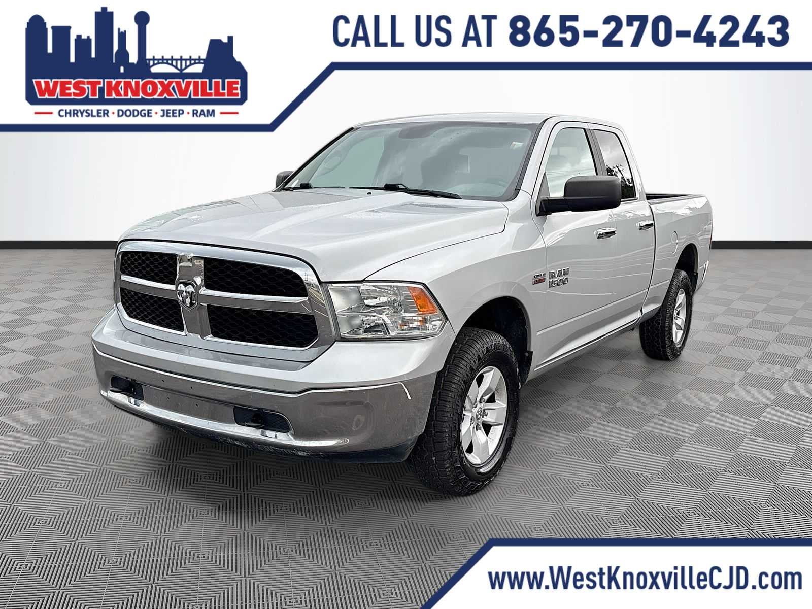 2017 RAM 1500 SLT in Bright Silver Metallic Clearcoat — front three-quarter view