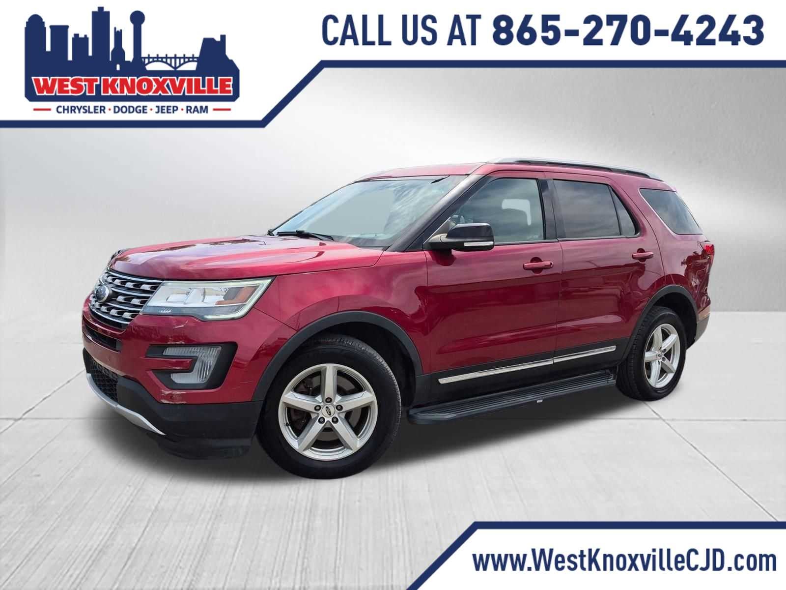 2017 Ford Explorer XLT in Ruby Red Metallic Tinted Clearcoat — front three-quarter view