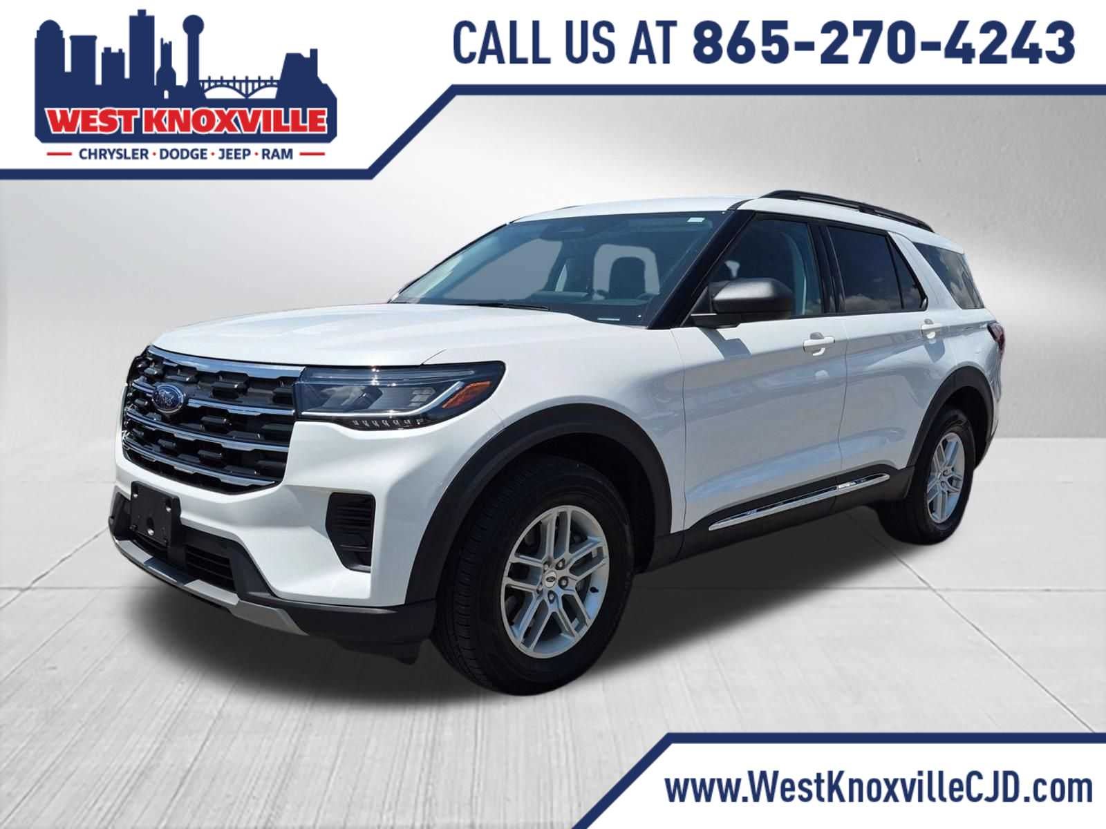 2025 Ford Explorer Active in Star White Metallic Tri-Coat — front three-quarter view