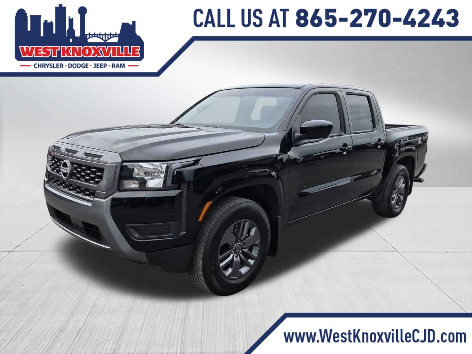 2025 Nissan Frontier SV in Super Black — front three-quarter view