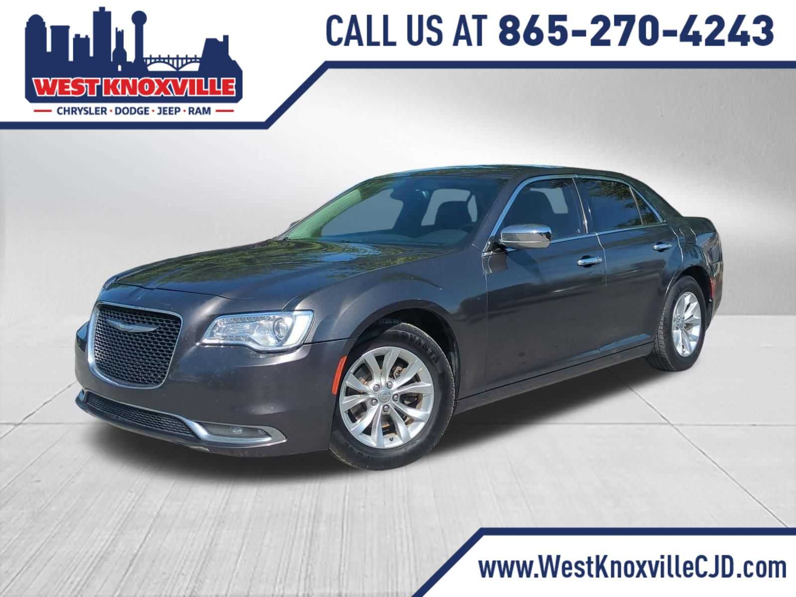 2015 Chrysler 300 Limited in Granite Crystal Metallic Clearcoat — front three-quarter view