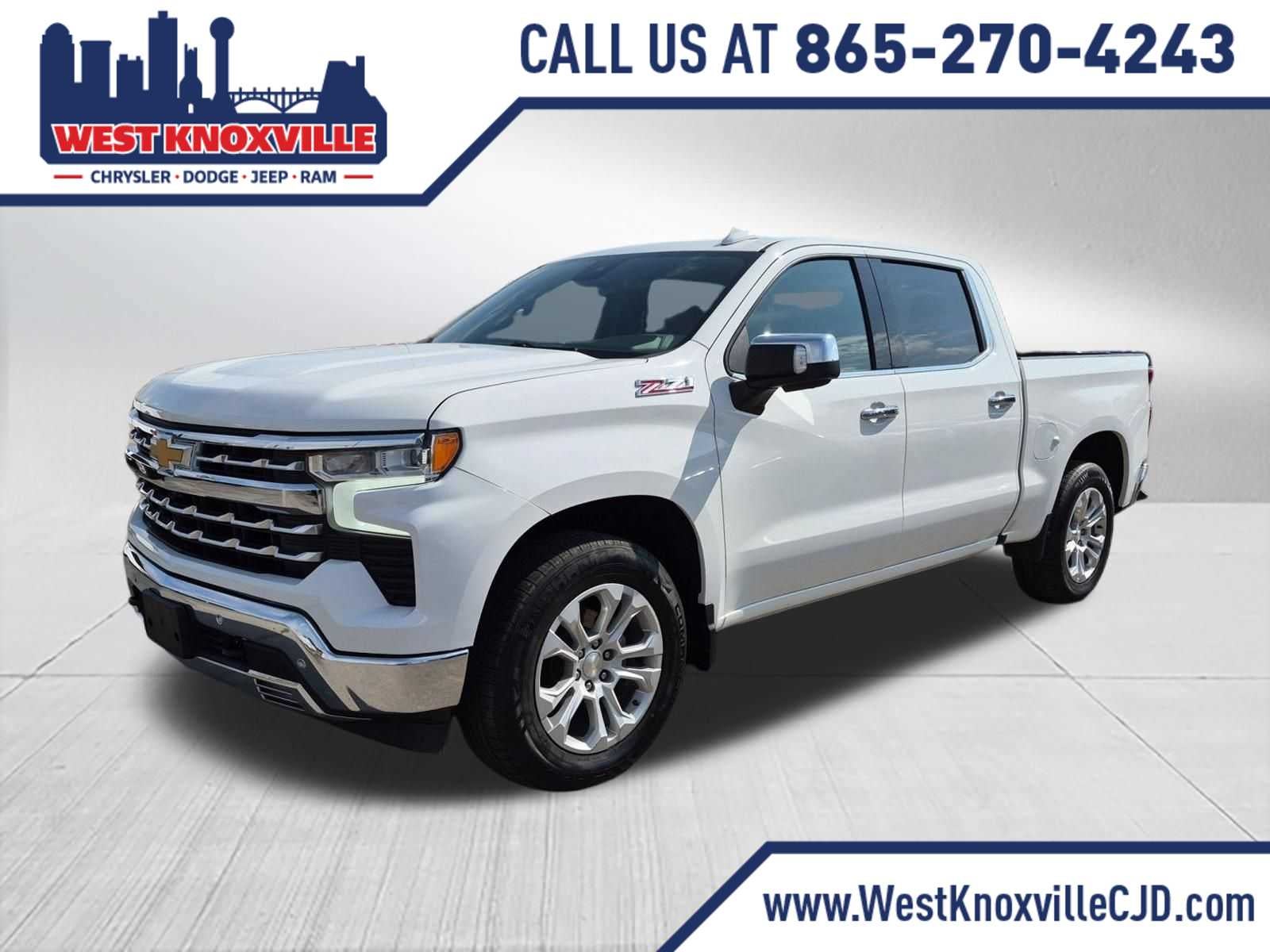 2022 Chevrolet Silverado 1500 LTZ in Summit White — front three-quarter view