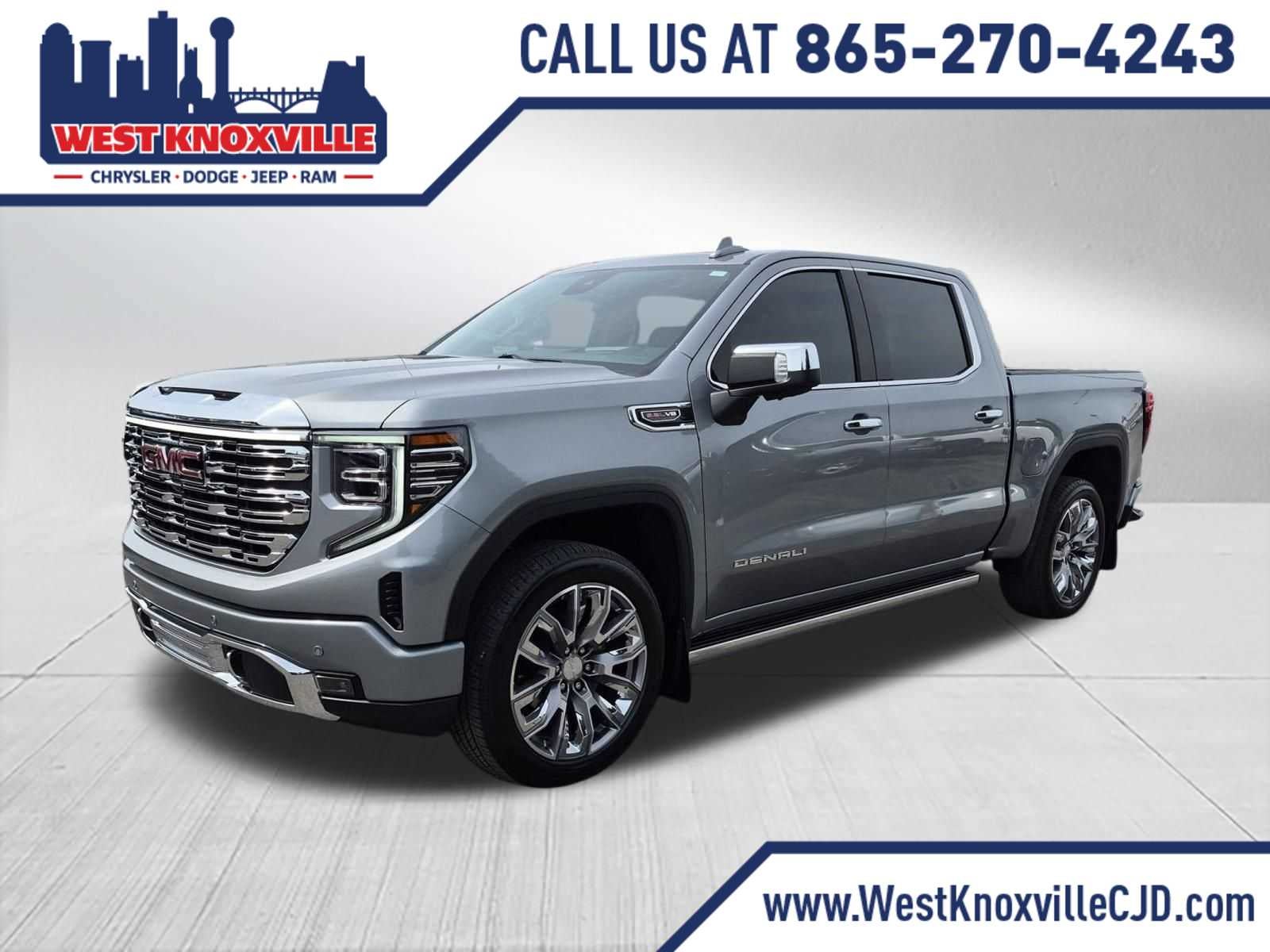 2026 GMC Sierra 1500 Denali in Sterling Metallic — front three-quarter view