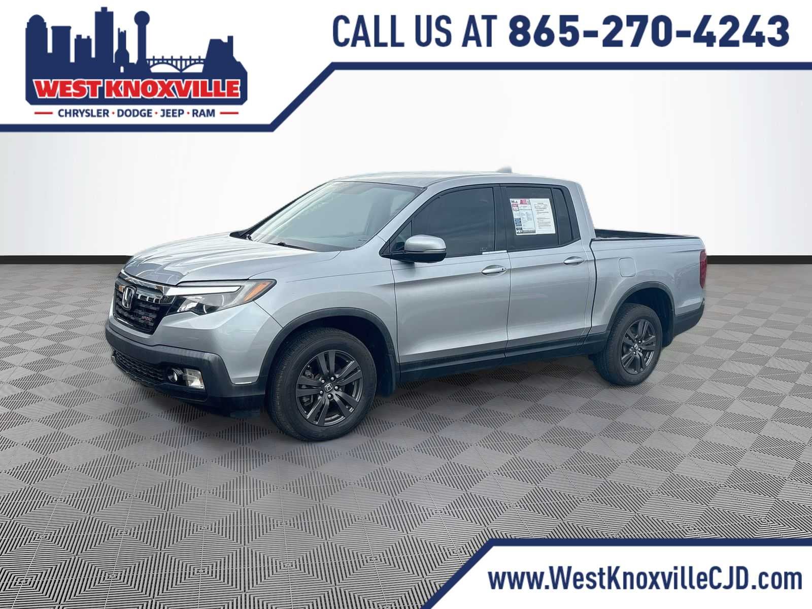 2019 Honda Ridgeline Sport in Silver — front three-quarter view
