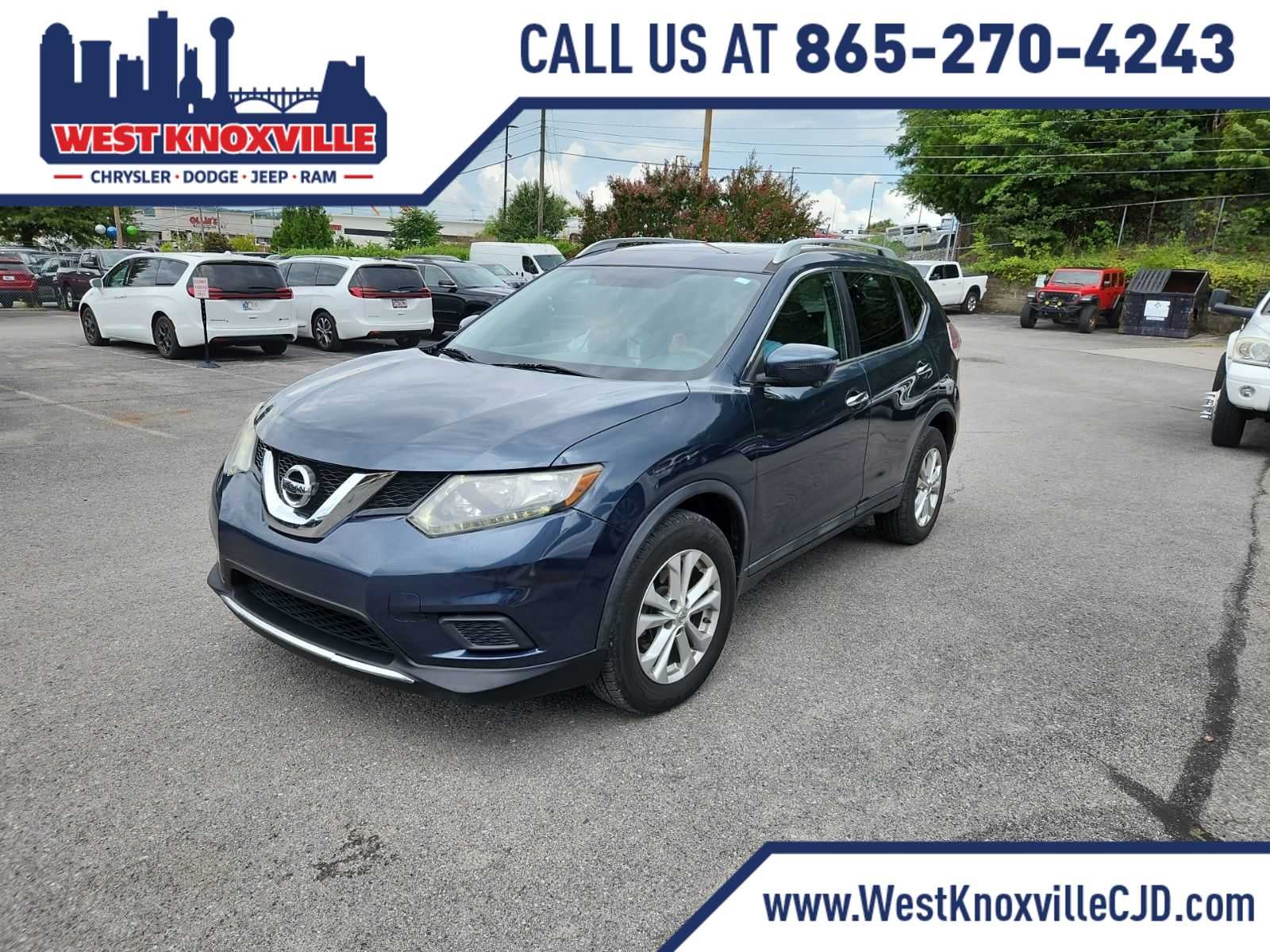 2016 Nissan Rogue SV in Arctic Blue Metallic — front three-quarter view